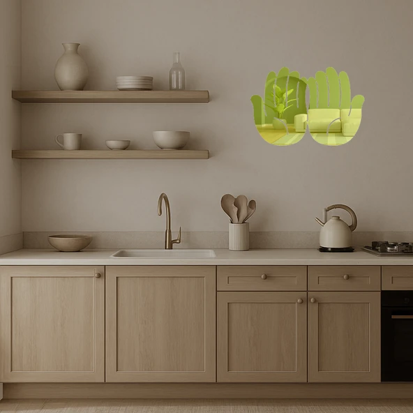 Birleşik Avuçlar  Altın Aynalı Tablo - Resim 4