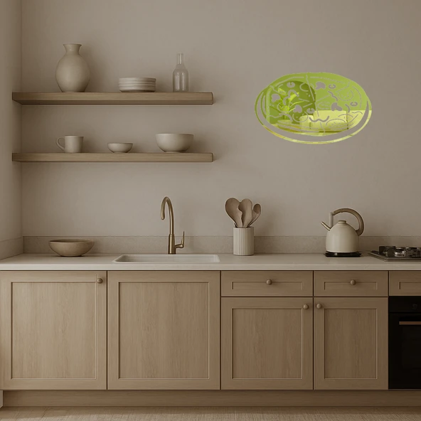 Dekoratif Pizza Tabağı Altın Aynalı Tabloları - Resim 3