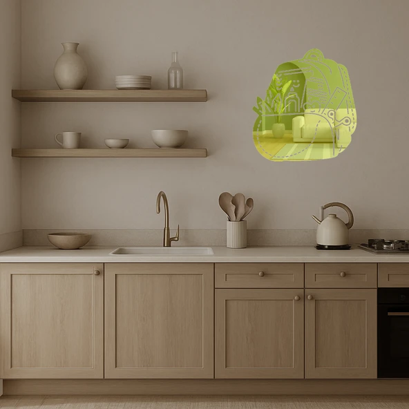 Okul Çantası Tasarımlı Dekoratif Altın Aynalı Tablo - Resim 3