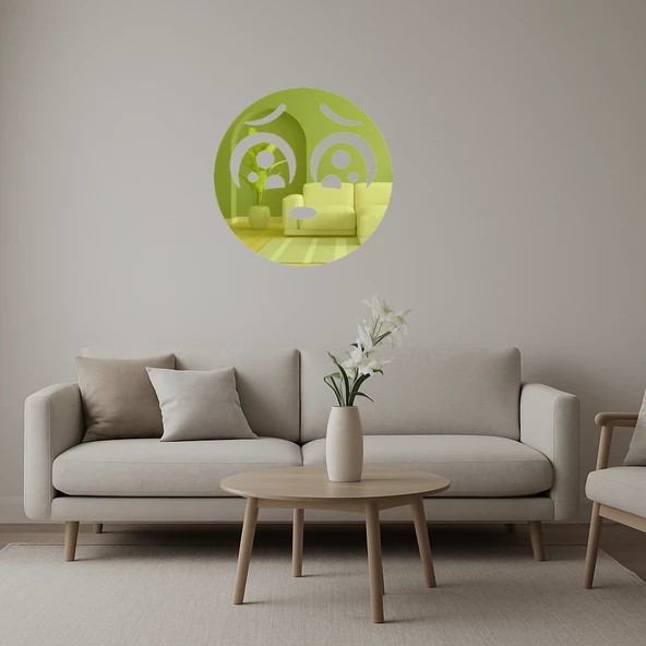 Duygusal Yüz Emoji  Dekoratif Altın Aynalı Tablo