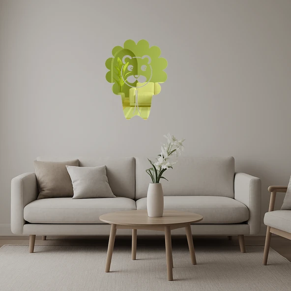 Turuncu Aslan Basit Sanat Dekoratif  Altın Aynalı Tablo ürün görseli