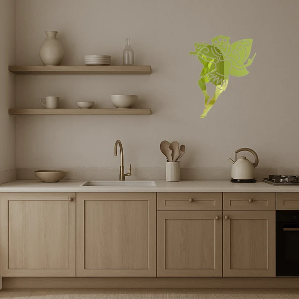 İç Mekan Dekoratif Peri Kadın Emoji Altın Aynalı Tablosu - Resim 3