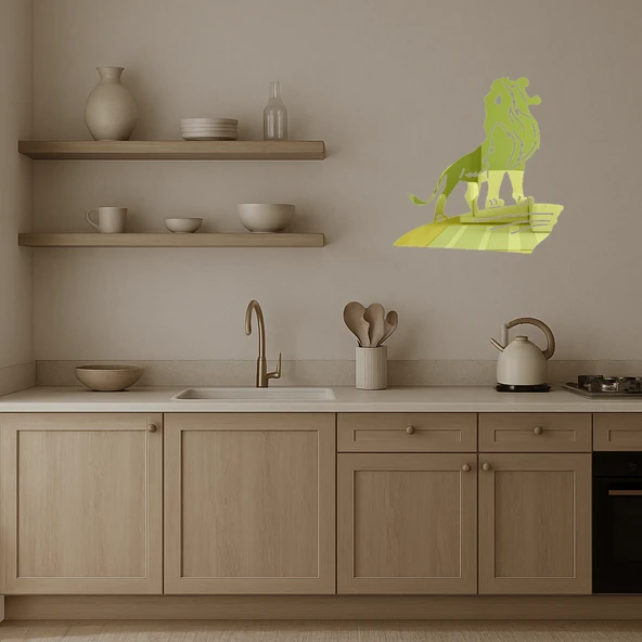 Aslan Kral Simba Dekoratif  Altın Aynalı Tablo - Resim 3