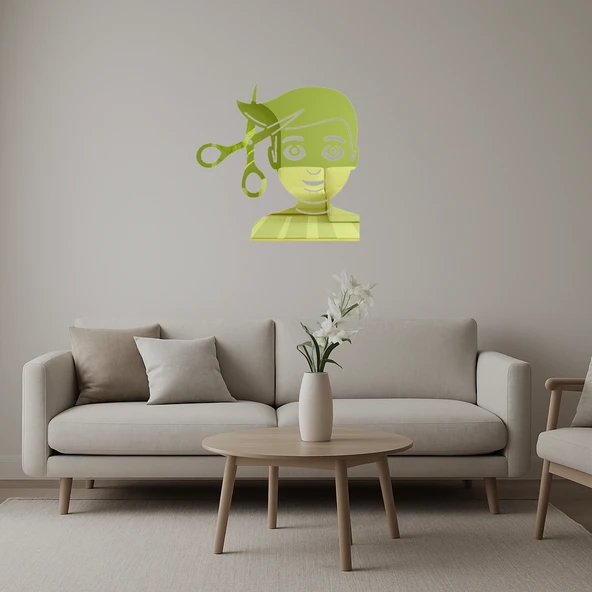 Saç Kesimi Yapan Adam Emoji Altın Aynalı Tablosu ürün görseli