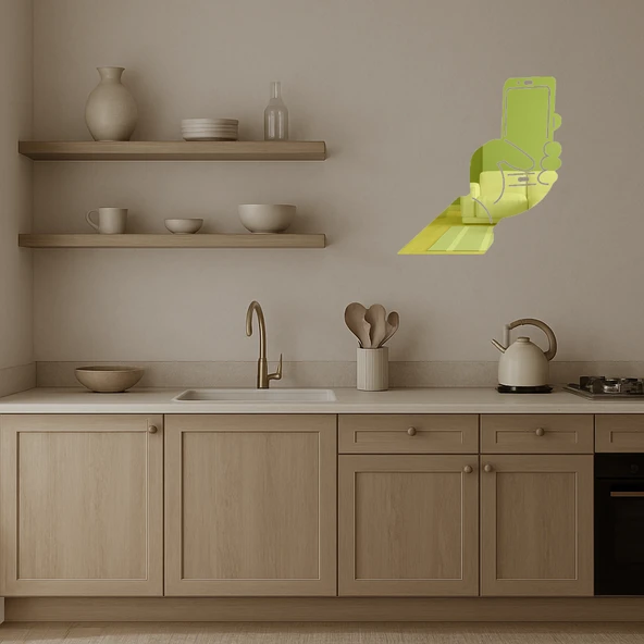 Selfie Çeken Karakterler Eğlenceli Duvar Altın Aynalı Tablosu - Resim 3