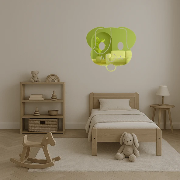 Köpek Yüzü Emoji Dekoratif Altın Aynalı Tablo - Resim 4