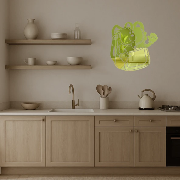 Üzeri Sevimli Okul Çantası Dekoratif Altın Aynalı Tablo - Resim 3