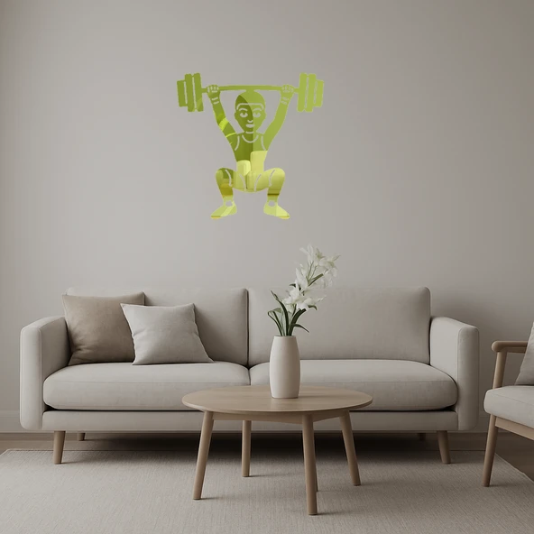 Ağırlık Kaldıran Erkek Emoji Dekoratif Altın Aynalı Tablo ürün görseli