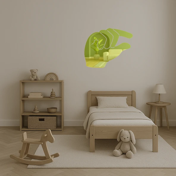 Çimdikleyen El Dekoratif Altın Aynalı Tablo - 4