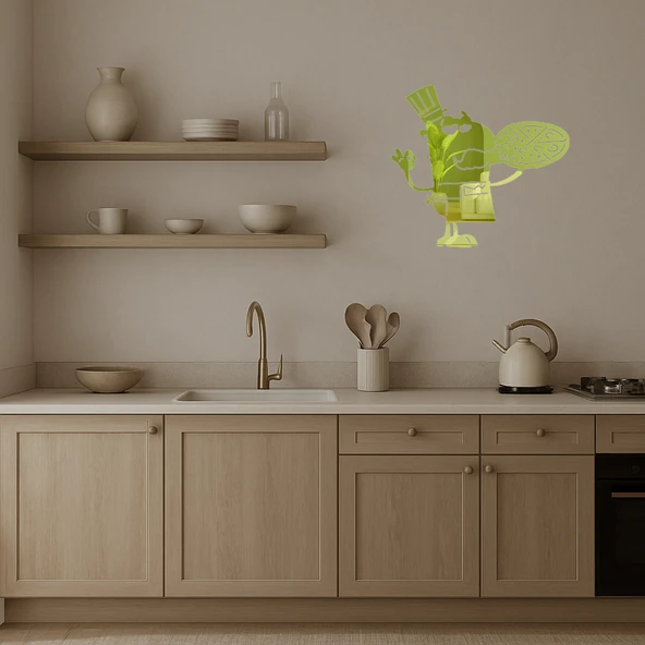 Pizza Tutan Şef Altın Aynalı Tablosu - Resim 3