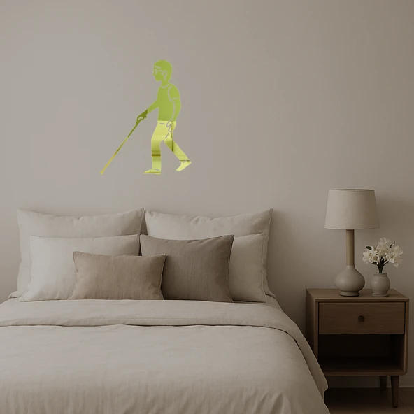 Beyaz Bastonlu Figür Dekoratif Altın Aynalı Tablo - Resim 2