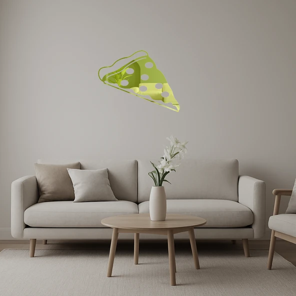 Sanatsal Pizza Dilimi Dekoratif Altın Aynalı Tablo ürün görseli