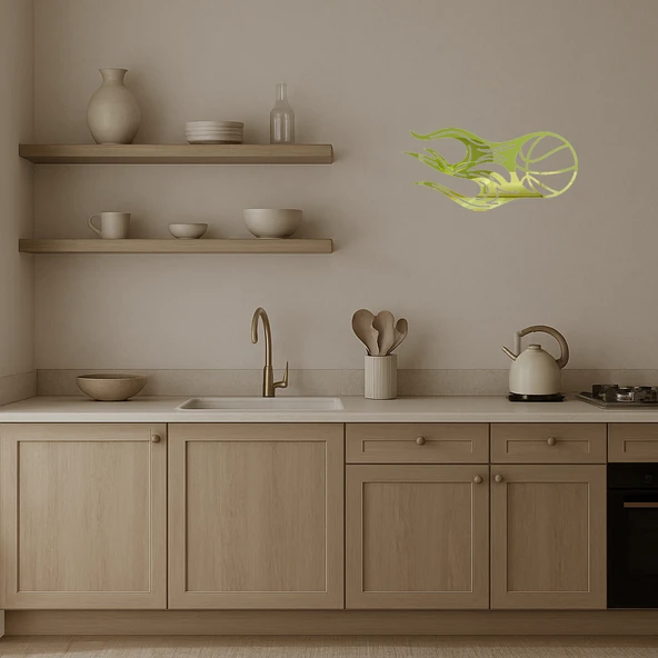 Alevli Basketbol  Dekoratif Altın Aynalı Tablo - Resim 3