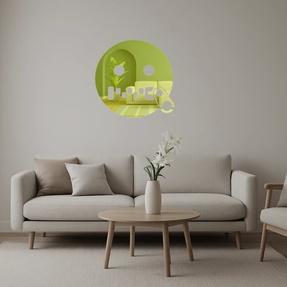 Fermuarlı Ağız Emoji  Dekoratif Altın Aynalı Tablo