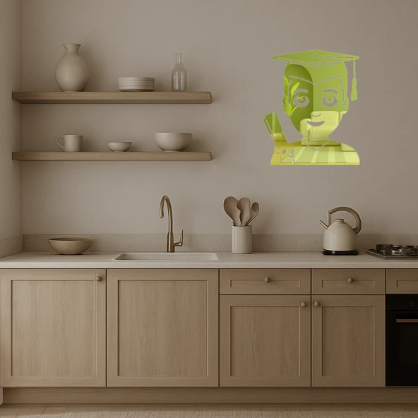 Öğrenci Erkek Emoji Dekoratif Altın Aynalı Tablo - Resim 3