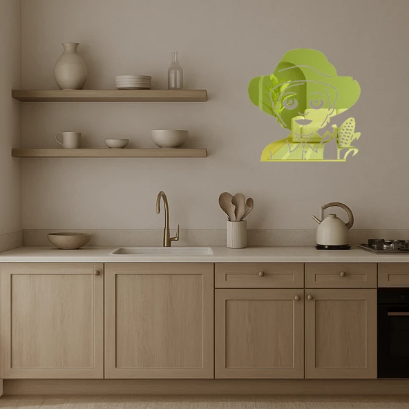 Çiftçi Kadın Dekoratif Altın Aynalı Tablo - Resim 3