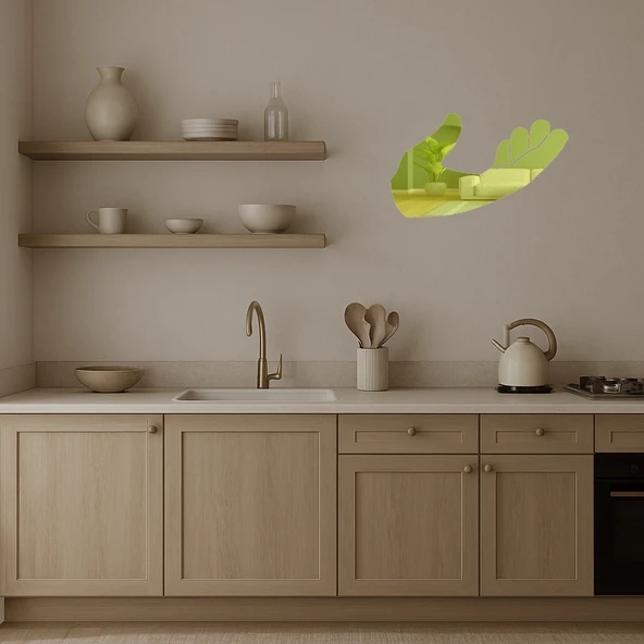 Açık Avuç İçi  Dekoratif Altın Aynalı Tablo - Resim 3