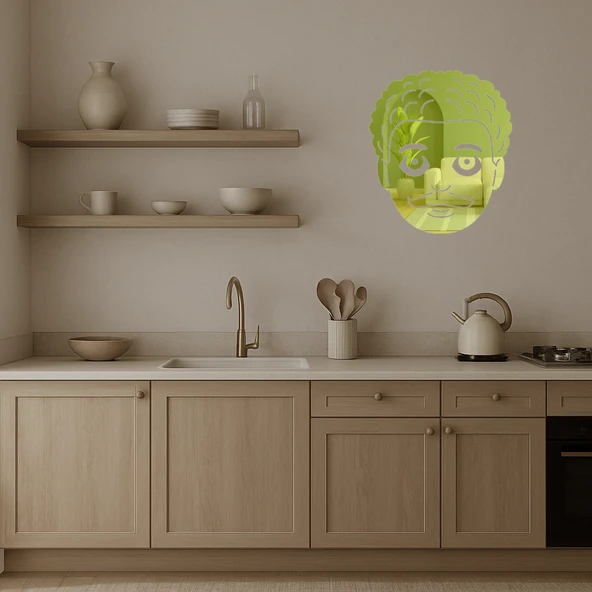 Şirin Bıyıklı Emoji Altın Aynalı Tablo - Resim 2