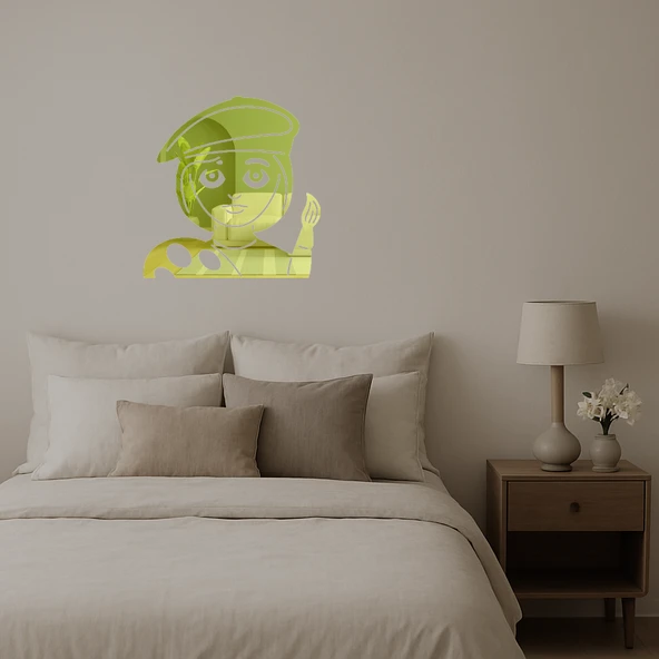 Sanatçı Kadın Emoji Dekoratif Altın Aynalı Tablo ürün görseli