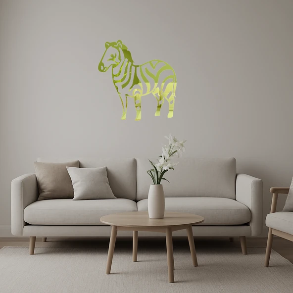 Zebra Desenli  Dekoratif Altın Aynalı Tablo ürün görseli