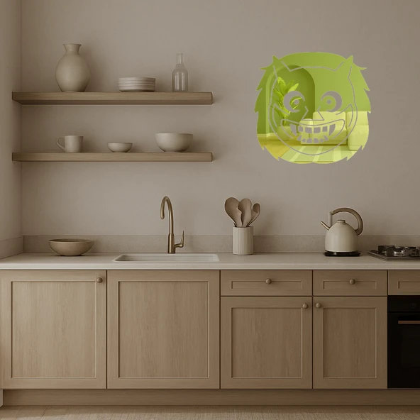 Ogre Surat Emoji Dekoratif Altın Aynalı Tablo - Resim 3