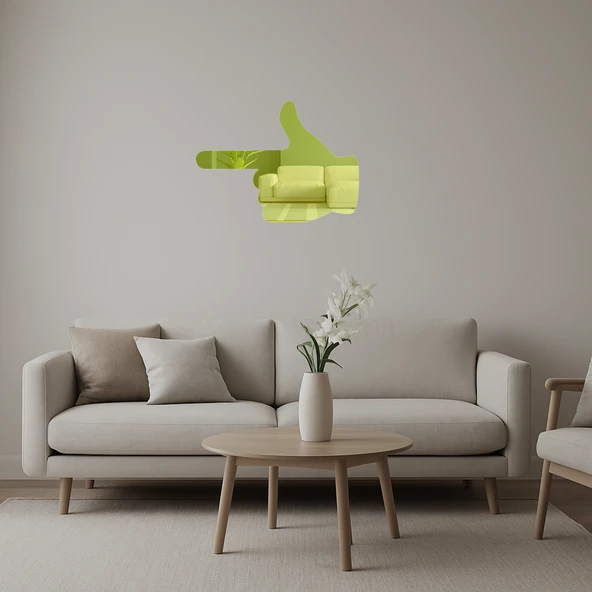 İşaret Eden El Tasarımlı  Dekoratif Altın Aynalı Tablo