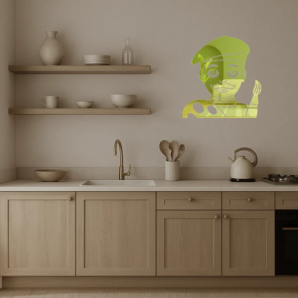 Sanatçı Adam Emoji Dekoratif Altın Aynalı Tablo - Resim 3