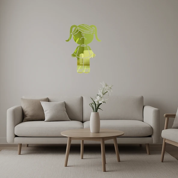 Üzeri Duygusal Kız Portresi Dekoratif Altın Aynalı Tablo ürün görseli