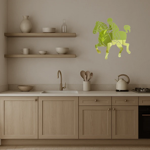 At Yarışı Emoji Dekoratif Altın Aynalı Tablo - 3