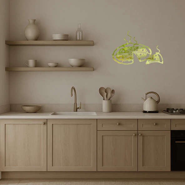 Sıcak ve Lezzetli Pizza Dekoratif Altın Aynalı Tablo - Resim 3