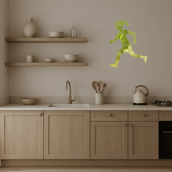 Koşan Kadın Dekoratif Altın Aynalı Tablo - Resim 3