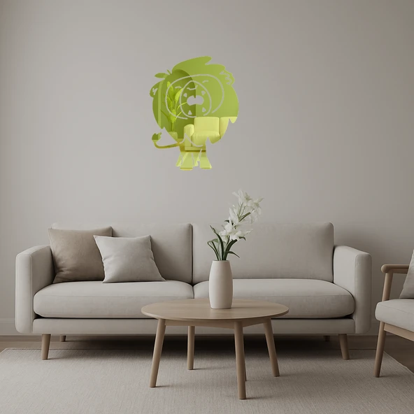 Sevimli Kükreyen Aslan Dekoratif Duvar Altın Aynalı Tablosu ürün görseli