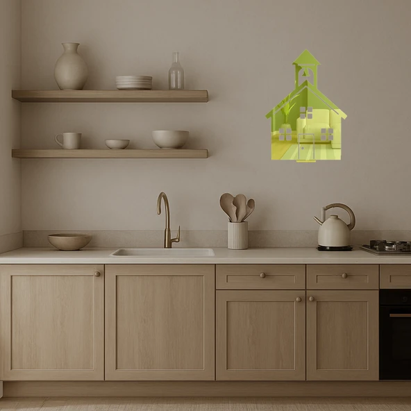 Soyut Ev ve Yapı Dekoratif Altın Aynalı Tablo - Resim 4