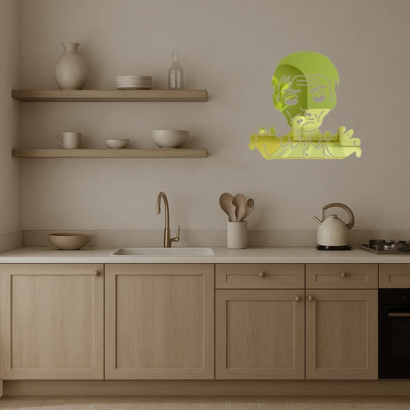 Zombi Adam Emoji Dekoratif Altın Aynalı Tablo - Resim 3