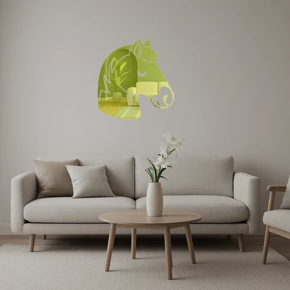 At Yüzü Temalı Dekoratif Altın Aynalı Tablo ürün görseli