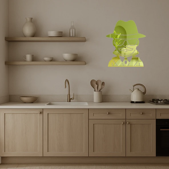 Dedektif Adam Emoji Dekoratif Altın Aynalı Tablo - Resim 3