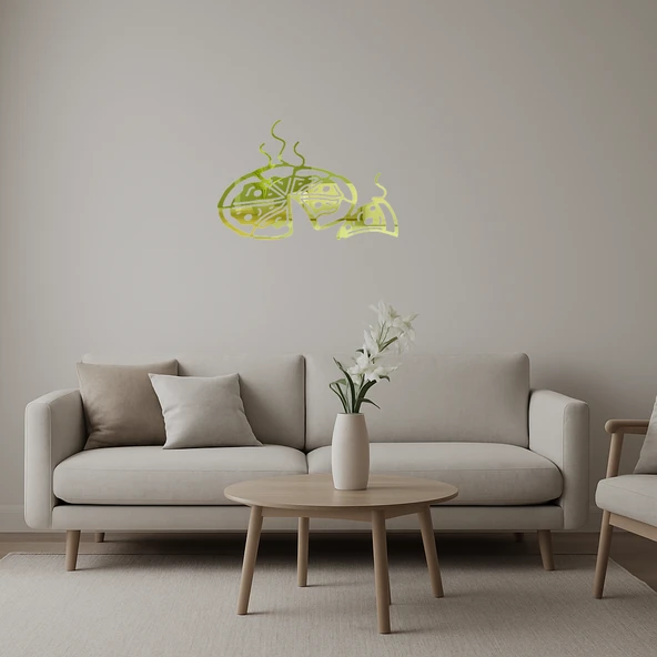 Sıcak ve Lezzetli Pizza Dekoratif Altın Aynalı Tablo ürün görseli