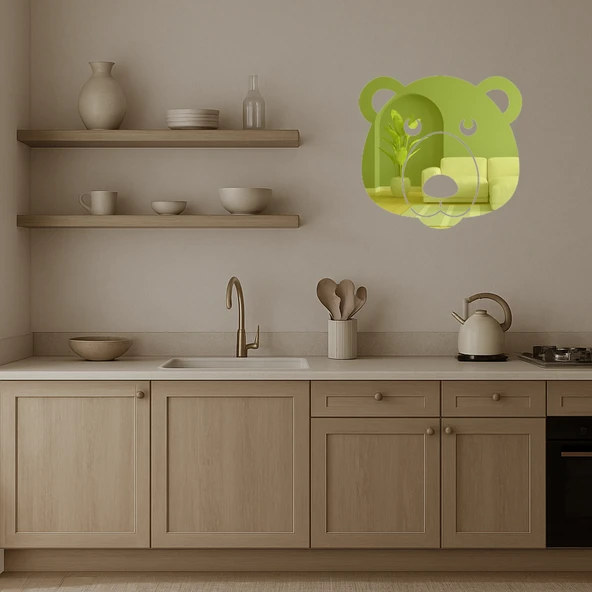 Kutup Ayısı Yüzü Dekoratif Altın Aynalı Tablo - Resim 2