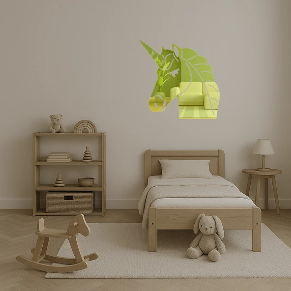 Unicorn Yüzü Dekoratif Altın Aynalı Tablo - Resim 4