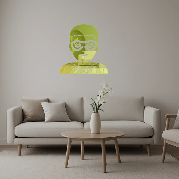 Süper Kahraman Erkek Emoji Dekoratif Altın Aynalı Tablo ürün görseli