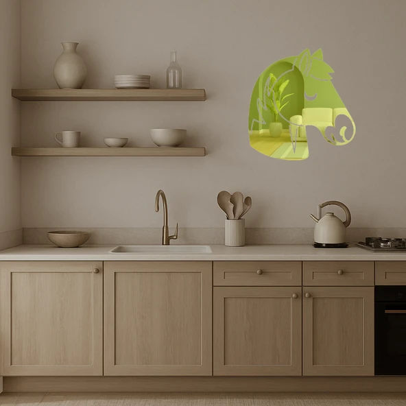 At Yüzü Temalı Dekoratif Altın Aynalı Tablo - Resim 3