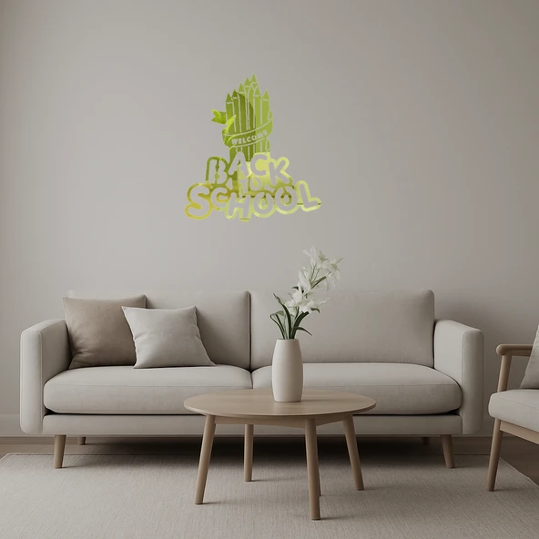 Okula Dönüş Karşılama Dekoratif Altın Aynalı Tablo ürün görseli