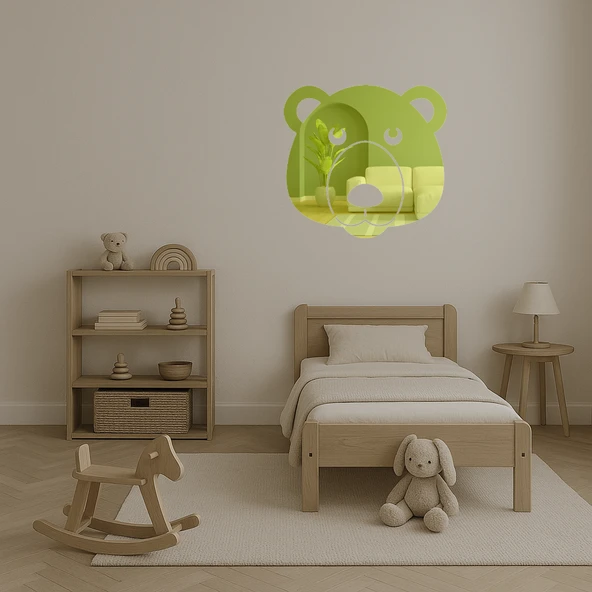 Kutup Ayısı Yüzü Dekoratif Altın Aynalı Tablo - Resim 3