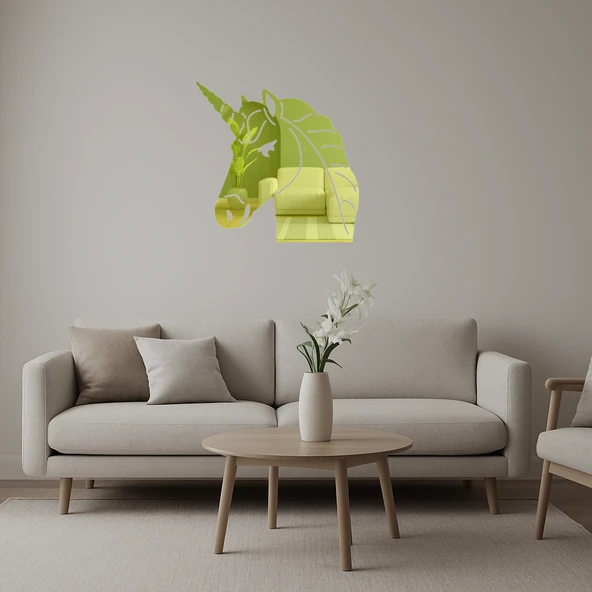 Unicorn Yüzü Dekoratif Altın Aynalı Tablo ürün görseli