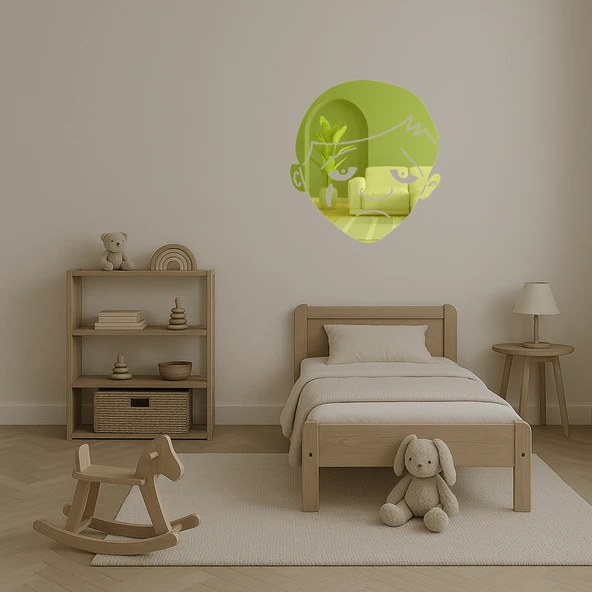 Duygusal Çocuk Emoji Altın Aynalı Tablo - Resim 4