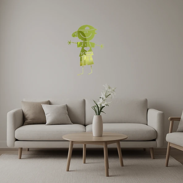 Okul Çocuğu Temalı Dekoratif  Altın Aynalı Tablo ürün görseli