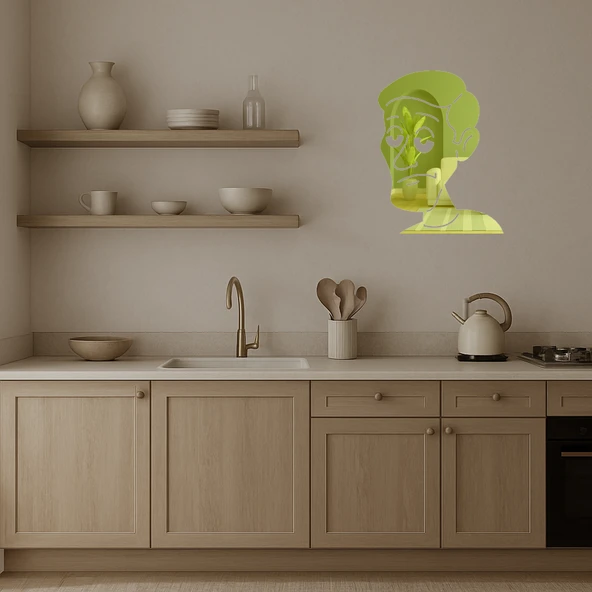 Üzeri Düşünceli İnsan Figürü Dekoratif Altın Aynalı Tablo - Resim 3