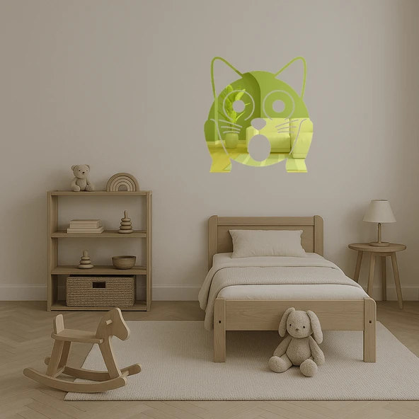 Yorgun Kedi Emojisi  Altın Aynalı Tablo - Resim 3