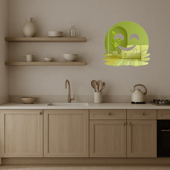 Sarılan Yüz Emoji  Dekoratif Altın Aynalı Tablo - 3