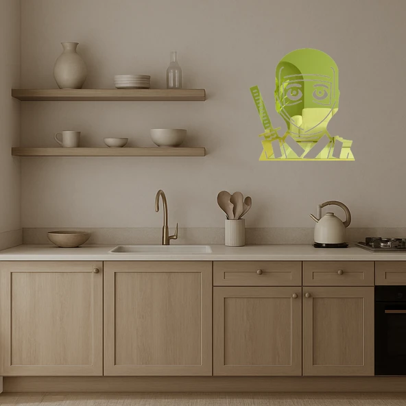 Ninja Adam Emoji Altın Aynalı Tablo - Resim 3